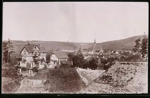 Fotografie Brück & Sohn Meissen, Ansicht Wechselburg, Blick auf den Ort mit Wohnhäusern