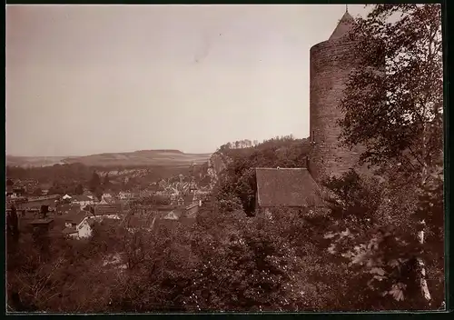 Fotografie Brück & Sohn Meissen, Ansicht Camburg / Saale, Partie am Turmberg mit Blick auf den Ort
