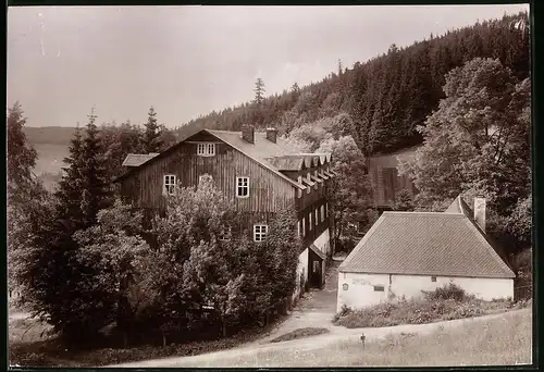 Fotografie Brück & Sohn Meissen, Ansicht Bärenfels i. Erzg., Partie am alten Forsthaus