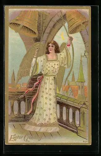 Präge-AK Osterengel läutet die Glocken