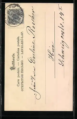 AK Zwerg mit Stein Prosit Neujahr