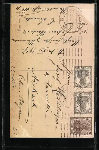 Künstler-AK Ad. Hoffmann: Postkutsche fährt durch eine winterliche Landschaft