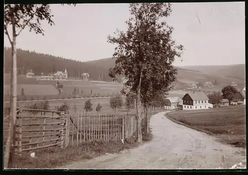 Fotografie Brück & Sohn Meissen, Ansicht Rehefeld / Erzg., Partie im Ort mit Blick auf das Jagdschloss