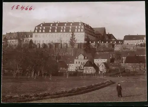Fotografie Brück & Sohn Meissen, Ansicht Wechselburg / Mulde, Teilansicht des Ortes mit Blick zum Schloss