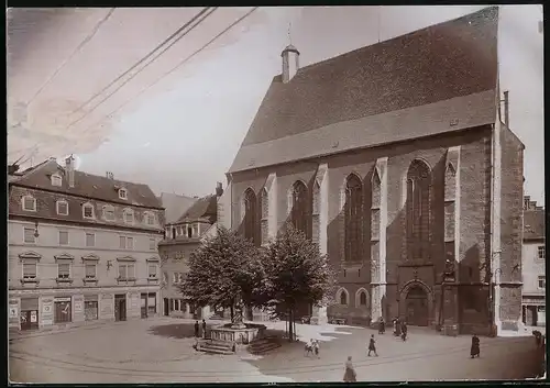 Fotografie Brück & Sohn Meissen, Ansicht Meissen i. Sa., Blick auf den Heinrichsplatz mit Franziskanerkirche