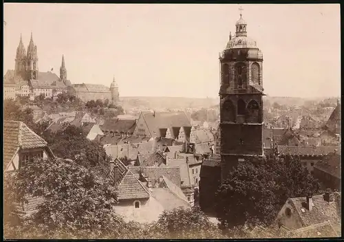 Fotografie Brück & Sohn Meissen, Ansicht Meissen i. Sa., Blick auf Altmeissen mit Kirche und Blick zur Albrechtsburg