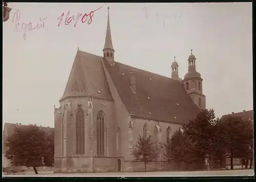 Fotografie Brück & Sohn Meissen, Ansicht Pegau, Blick auf die Stadtkirche, Rückseitenansicht