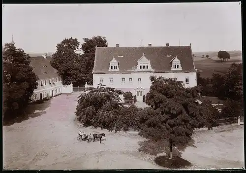 Fotografie Brück & Sohn Meissen, Ansicht Porschnitz, Rittergut mit Herrenhaus & Hofansicht