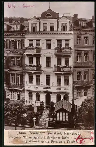 Fotografie Brück & Sohn Meissen, Ansicht Karlsbad, Haus Brasilien in der Parkstrasse