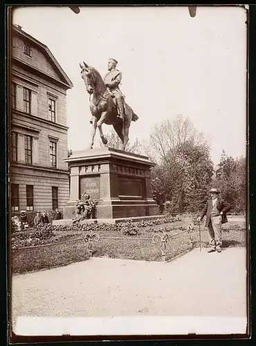 Fotografie Brück & Sohn Meissen, Ansicht Nordhausen, Kaiser Friedrich Denkmal, Reiterstandbild