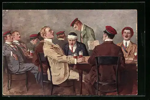 Künstler-AK Georg Mühlberg: Cantus, Singende Studenten