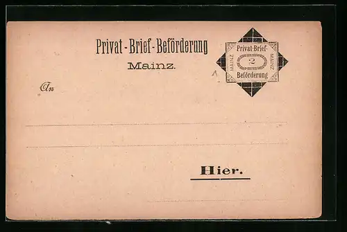 AK Mainz, Private Stadtpost, Privat-Brief-Beförderung