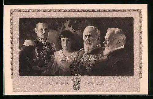 AK Ganzsache Bayern PP27E7 /01: König Ludwig III. von Bayern mit seinen Erben
