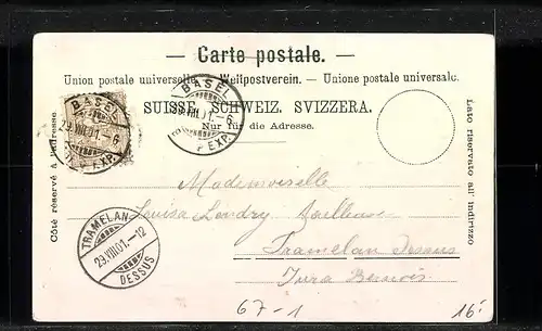 Künstler-AK Basel, Gewerbe-Ausstellung 1901, Gelände aus der Vogelschau