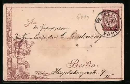 Briefumschlag Berlin, Stempel Private Stadtpost Packet Fahrt, Kleiner Postillon mit Horn