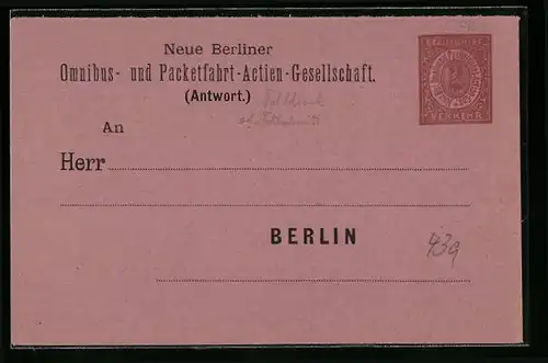 AK Berlin, Private Stadtpost Neue Berliner Omnibus- u. Packetfahrt AG