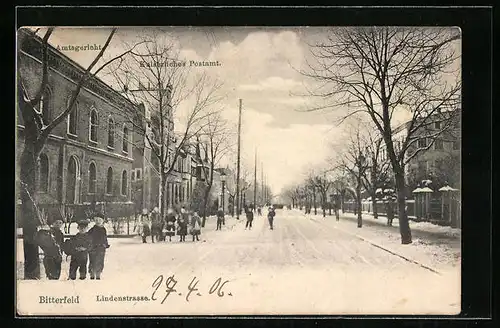 AK Bitterfeld, Lindenstrasse, Kaiserliches Postamt, Amtsgericht