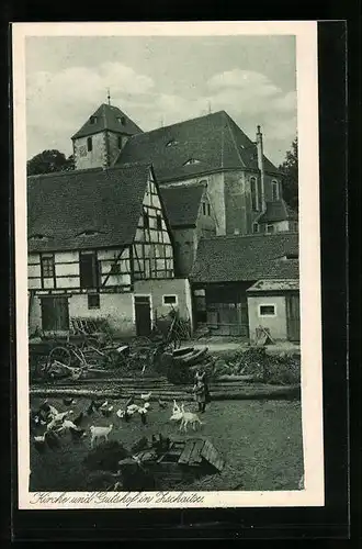 AK Zschaitz, Kirche und Gasthof