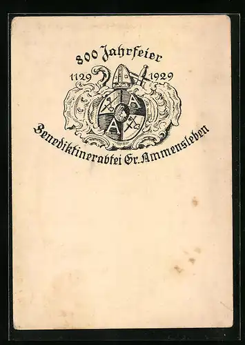 Künstler-AK Gr. Ammensleben, 800 Jahrfeier Benediktinerabtei, Wappen