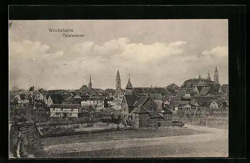 AK Windsheim, Totalansicht mit Kirche