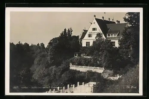 AK Grünwald i. Isartal, Blick zur Schlosswirtschaft Grünwald