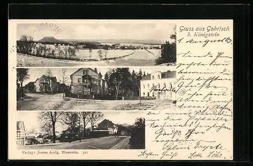 AK Gohrisch b. Königstein, Ortsansicht mit Strassenpartien