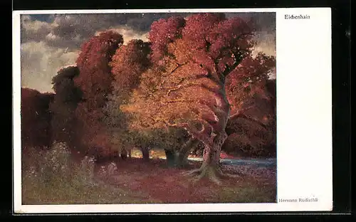 Künstler-AK Hermann Rüdisühli: Eichenhain mit buntem Herbstlaub
