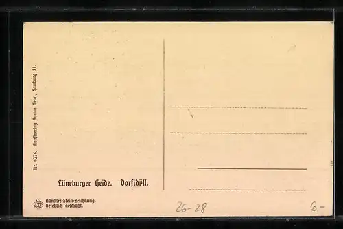 Steindruck-AK Dorfidyll in der Lüneburger Heide