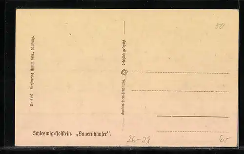 Steindruck-AK Bauernhaus in Schleswig-Holstein