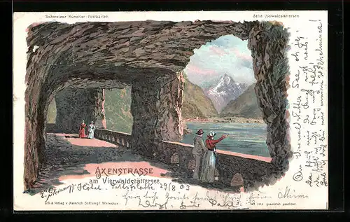 Künstler-AK C. Steinmann Nr. 2012: Axenstrasse am Vierwaldstättersee