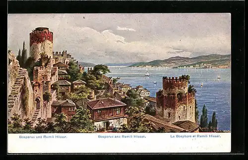 Künstler-AK Friedrich Perlberg: Bosporus und Rumili Hissar