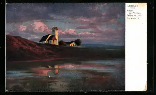 Künstler-AK Hermann Rüdisühli: Kirche im Abendrot