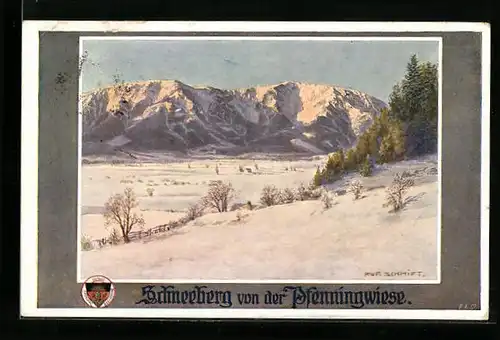 Künstler-AK Rudolf Schmidt: Deutscher Schulverein Nr. 595: Schneeberg von der Pfennigwiese