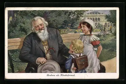 Künstler-AK H. Schubert: Brahms als Kinderfreund