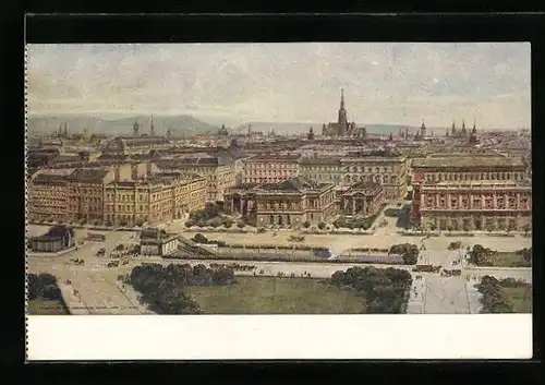 Künstler-AK Erwin Pendl: Wien, Blick von der Karlskirche auf die Stadt