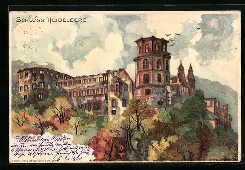 Künstler-AK C. Pfaff: Heidelberg, Schloss Heidelberg im Herbst