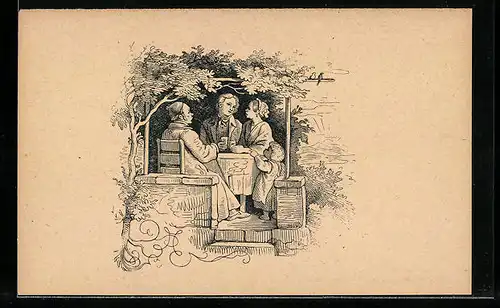 Künstler-AK Ludwig Richter: Aus dem Richteralbum, Sommerabend