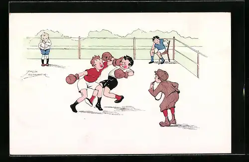 Künstler-AK Jack Number: Boxer im Clinch