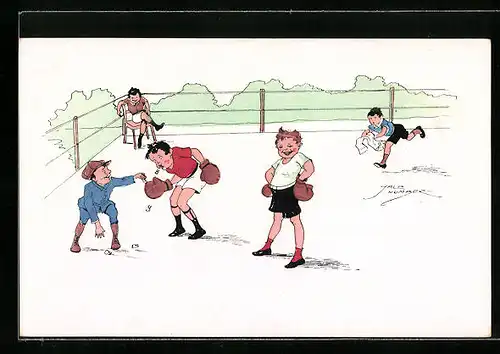 Künstler-AK Jack Number: Boxer hat seinem Gegner Zähne ausgeschlagen