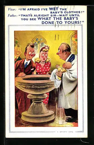 Künstler-AK Arnold Taylor: Baby wird getauft