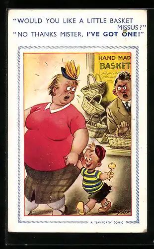 Künstler-AK Arnold Taylor: Frau mit Kind beim Korbverkäufer