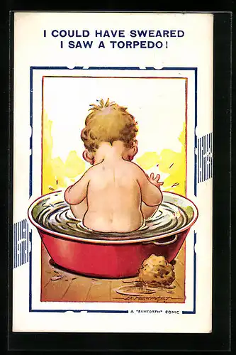 Künstler-AK Douglas Tempest: Rückenansicht von badendem Jungen