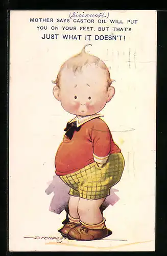 Künstler-AK Douglas Tempest: Junge mit einem Stofftier