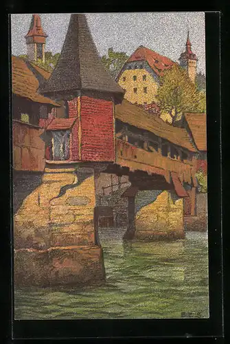 Künstler-AK Ernst E. Schlatter: Totentanzbrücke