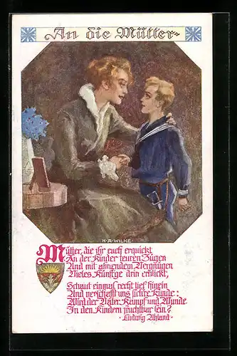 Künstler-AK Karl Alex Wilke: Mutter mit ihrem Sohn