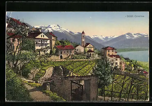 AK Orselina, Ortspartie mit Kirche