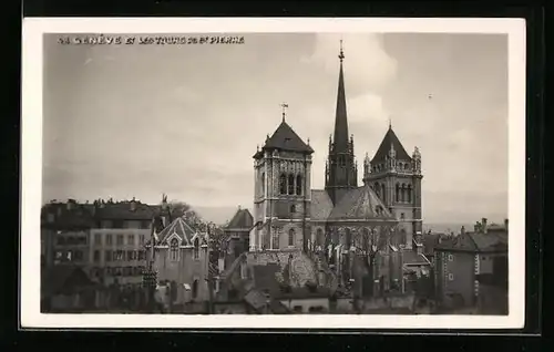 AK Genève, Panorama et les Tours de St. Pierre