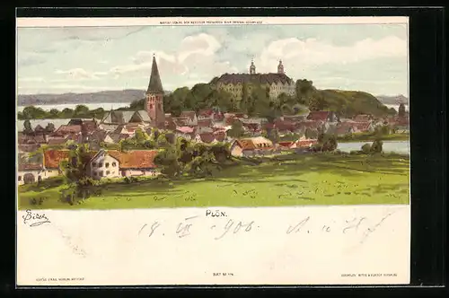 Künstler-AK Carl Biese: Plön, Ortsansicht