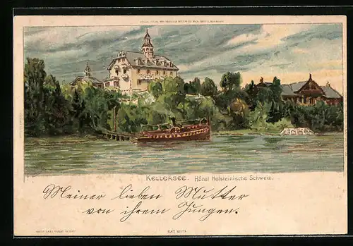 Künstler-AK Carl Biese: Kellersee, Hotel Holsteinische Schweiz