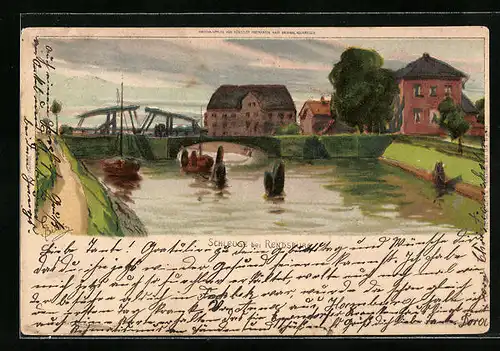 Künstler-AK Carl Biese: Rendsburg, Partie an der Schleuse
